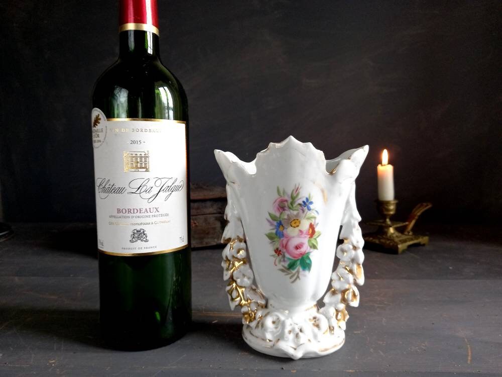 19th Century Paris Porcelain Vase, Floral Gilt Highlights