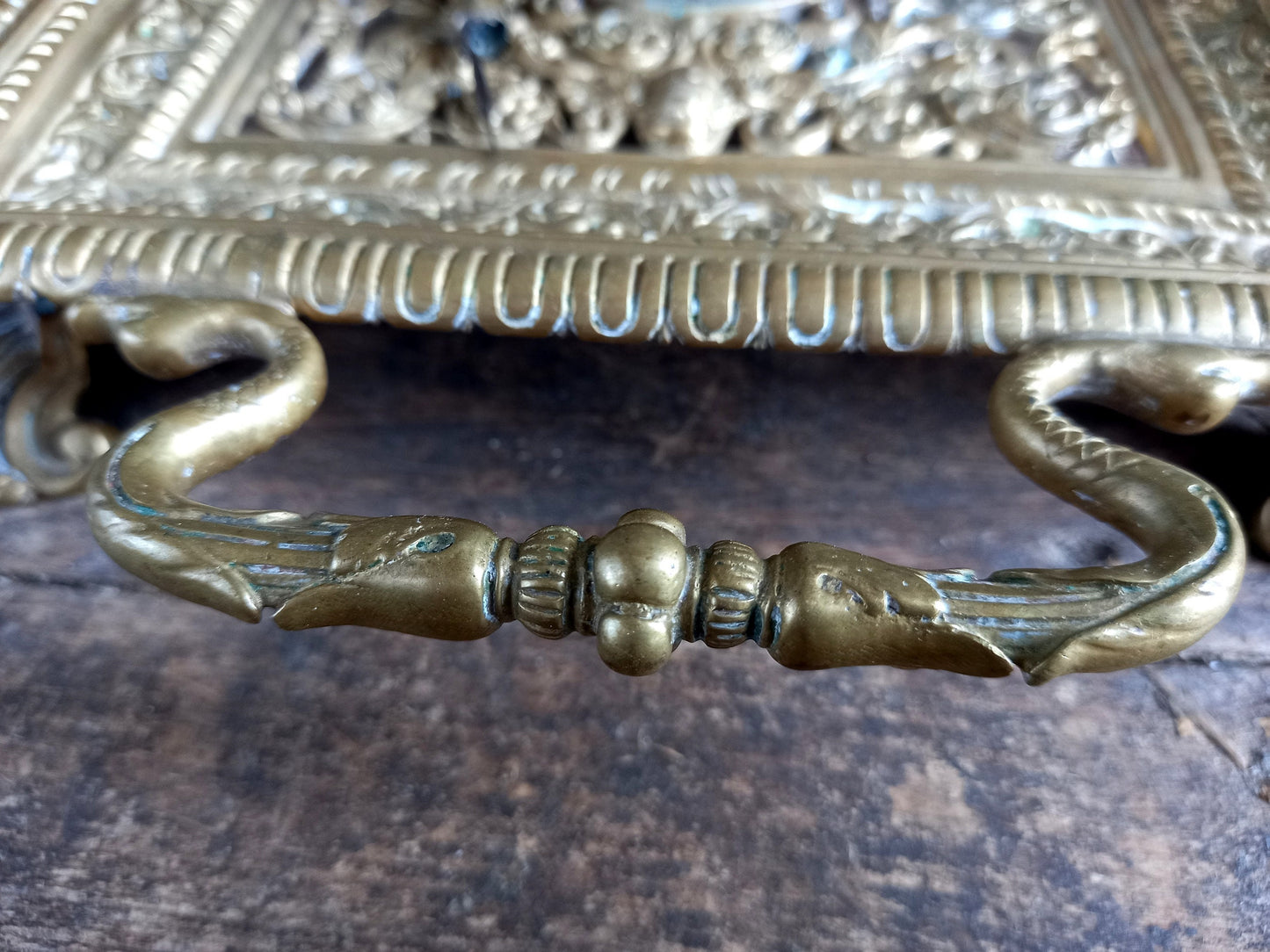 Antique bronze inkwell. French 19th century inkwell.