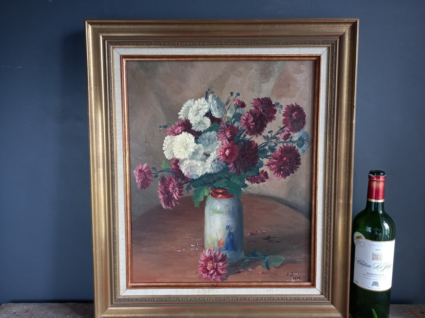Flower painting. French oil painting. Original painting.