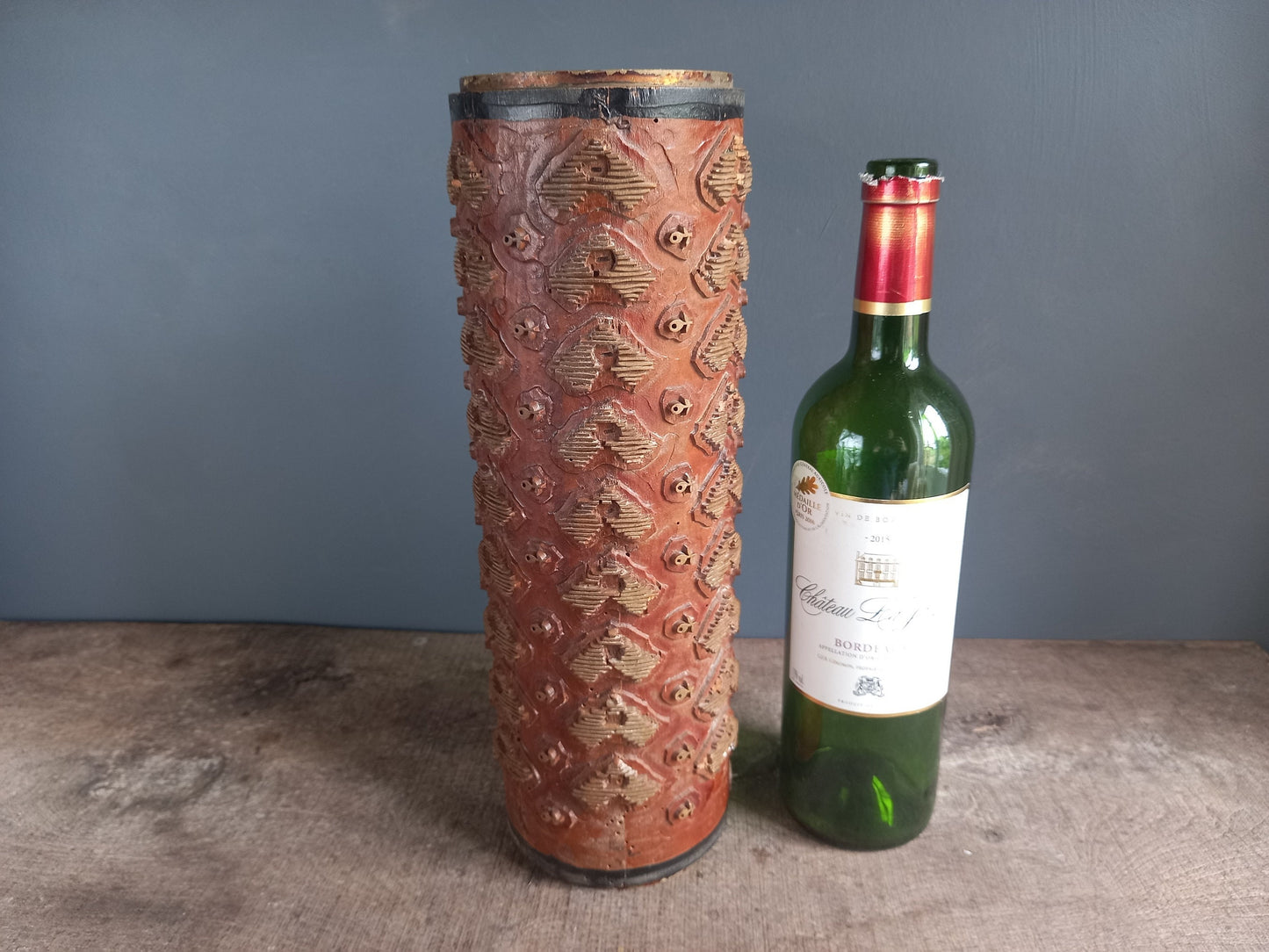 Antique wallpaper printing roller. Wood print roller.