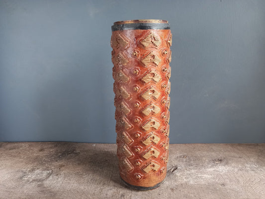 Antique wallpaper printing roller. Wood print roller.