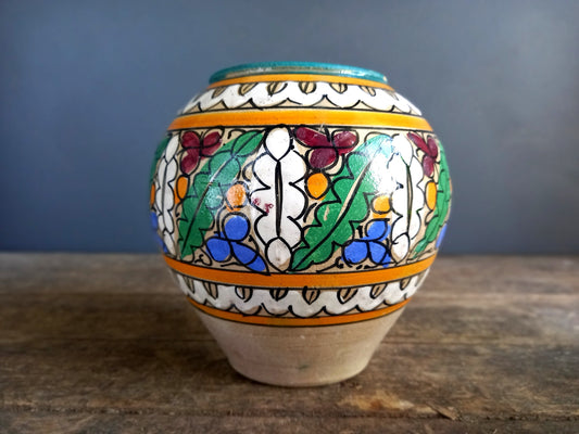 Vintage hand painted pottery vase. Vintage vase.