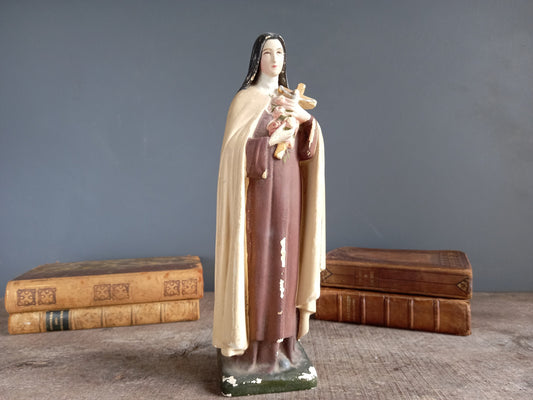 French statue  St Therese of Lisieux. Chalkware statue.