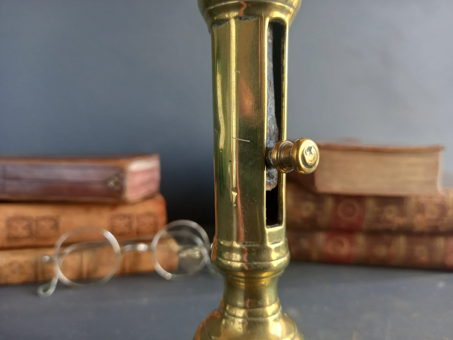 Chandelier en laiton antique français, bougeoir du milieu du XIXe siècle