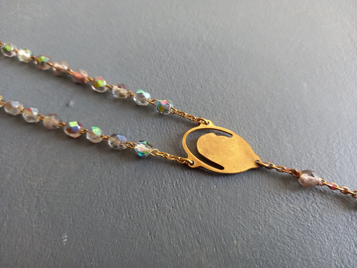 French vintage glass bead rosary.
