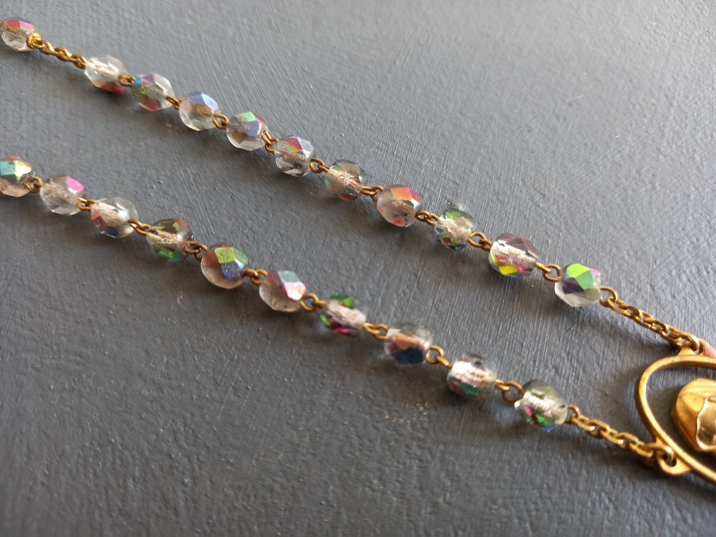 French vintage glass bead rosary.