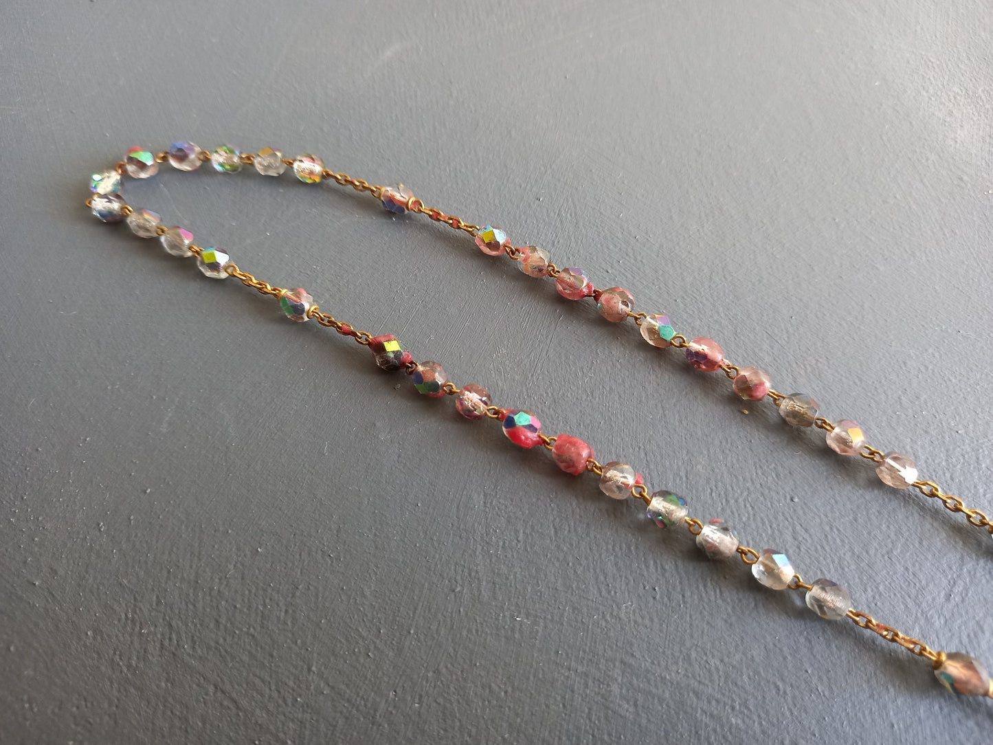 French vintage glass bead rosary.