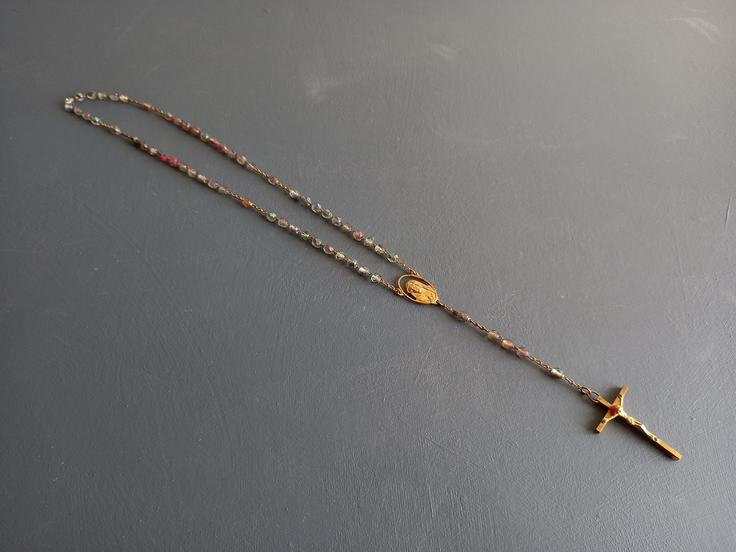 French vintage glass bead rosary.