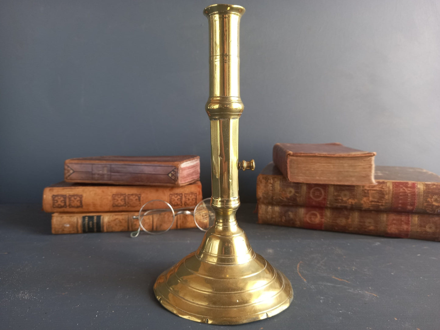 Chandelier en laiton antique français, bougeoir du milieu du XIXe siècle