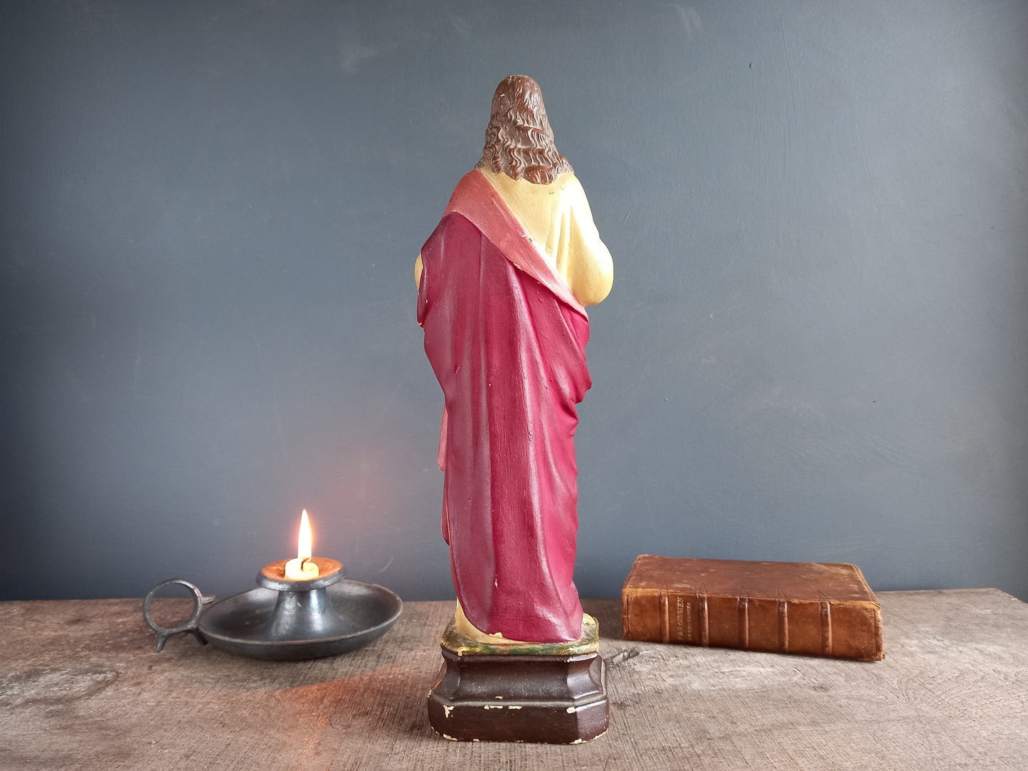 French antique Jesus statue. Religious statue.