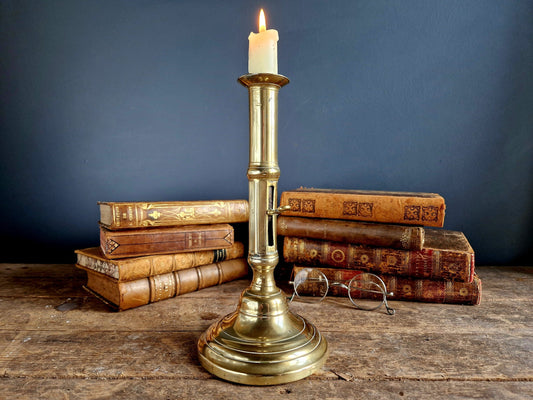 French antique candleholder Antique brass candlestick.