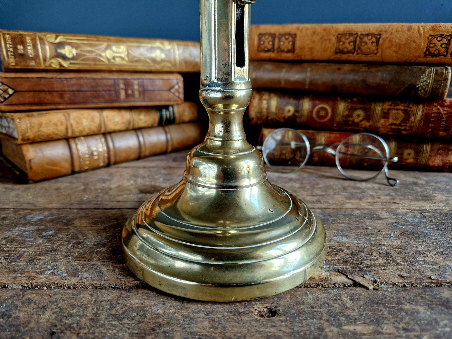 French antique candleholder Antique brass candlestick.