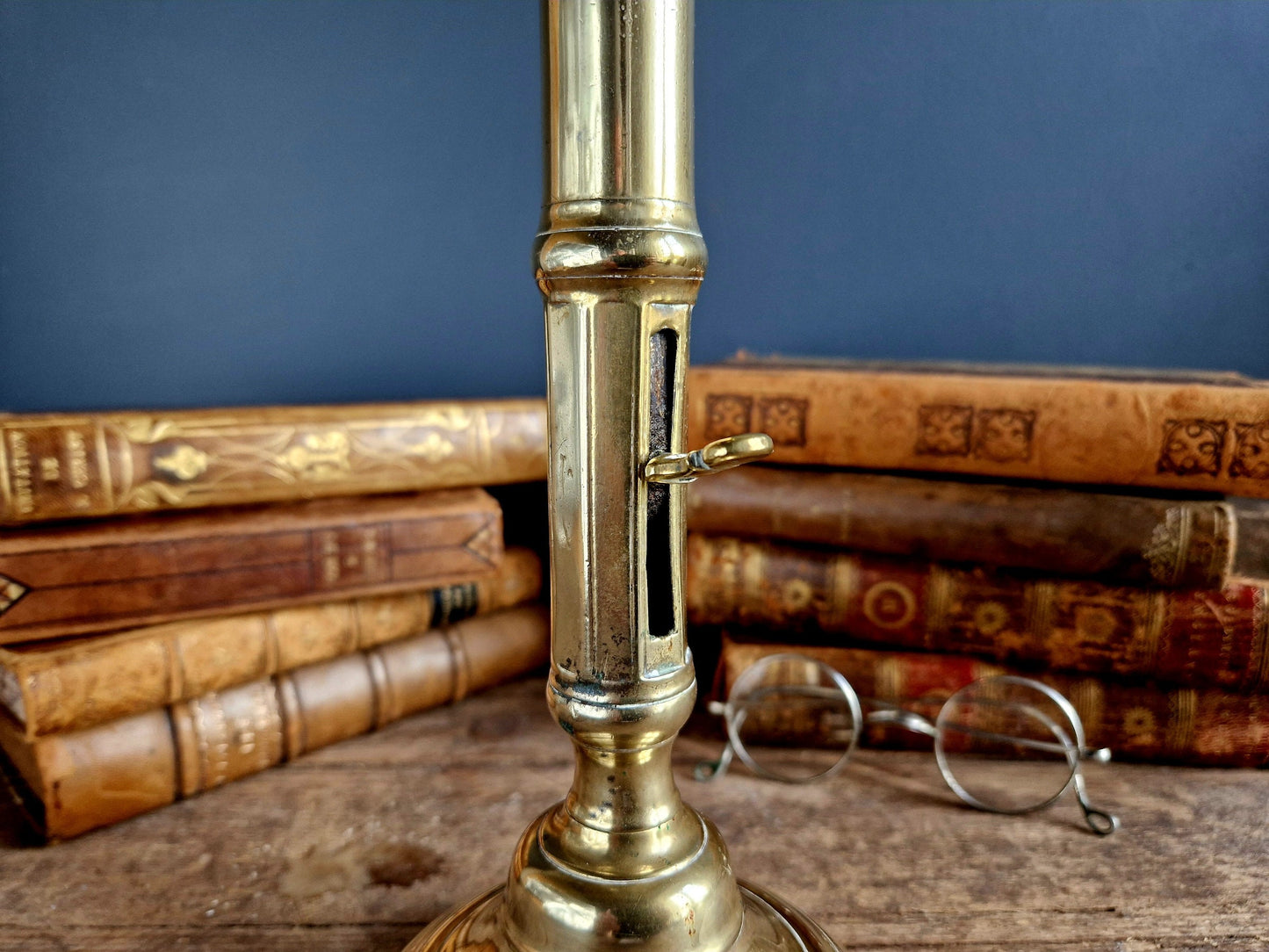 French antique candleholder Antique brass candlestick.