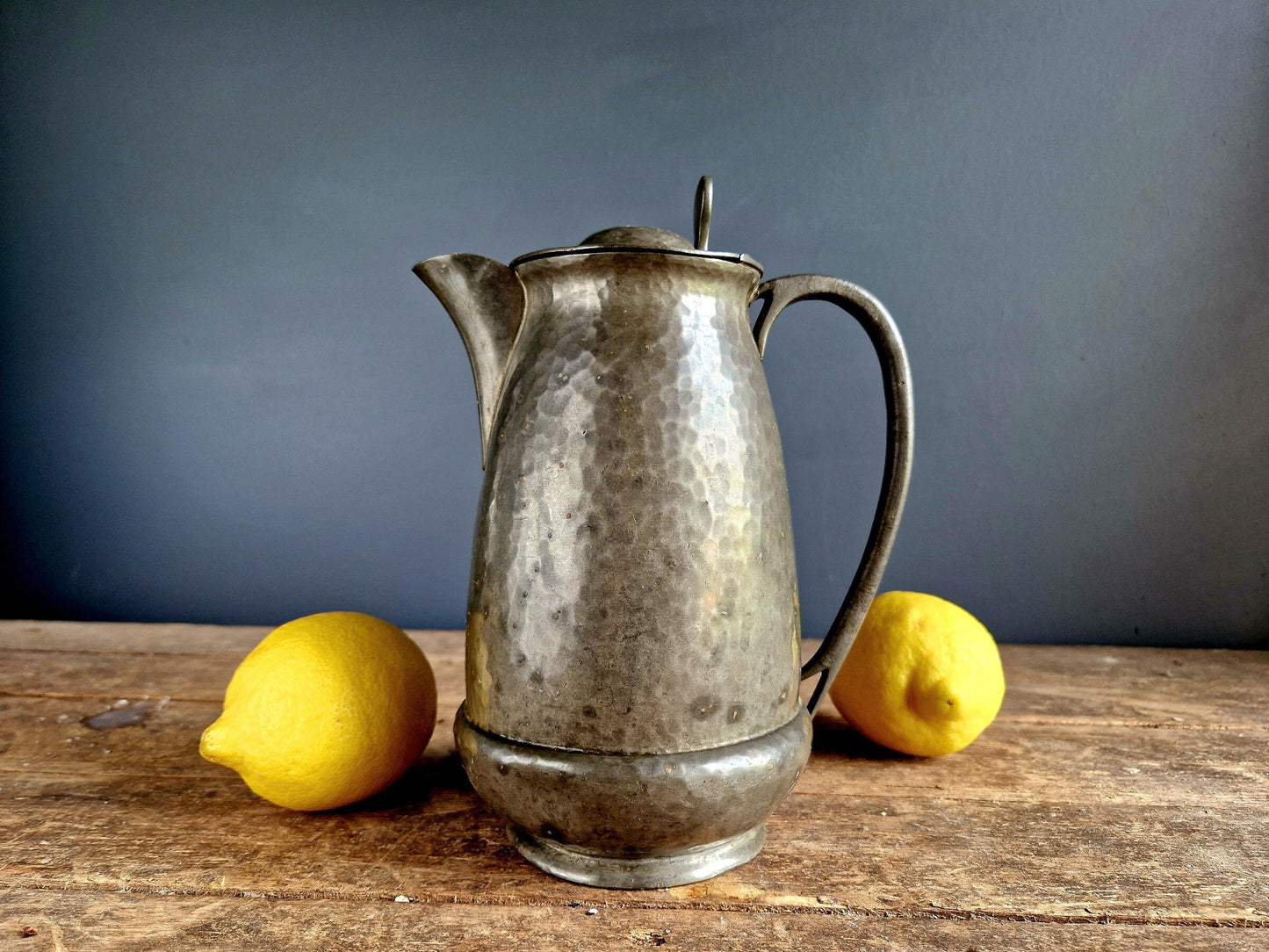 Antique Huttons of Sheffield Pewter Jug, Hand Hammered Finish