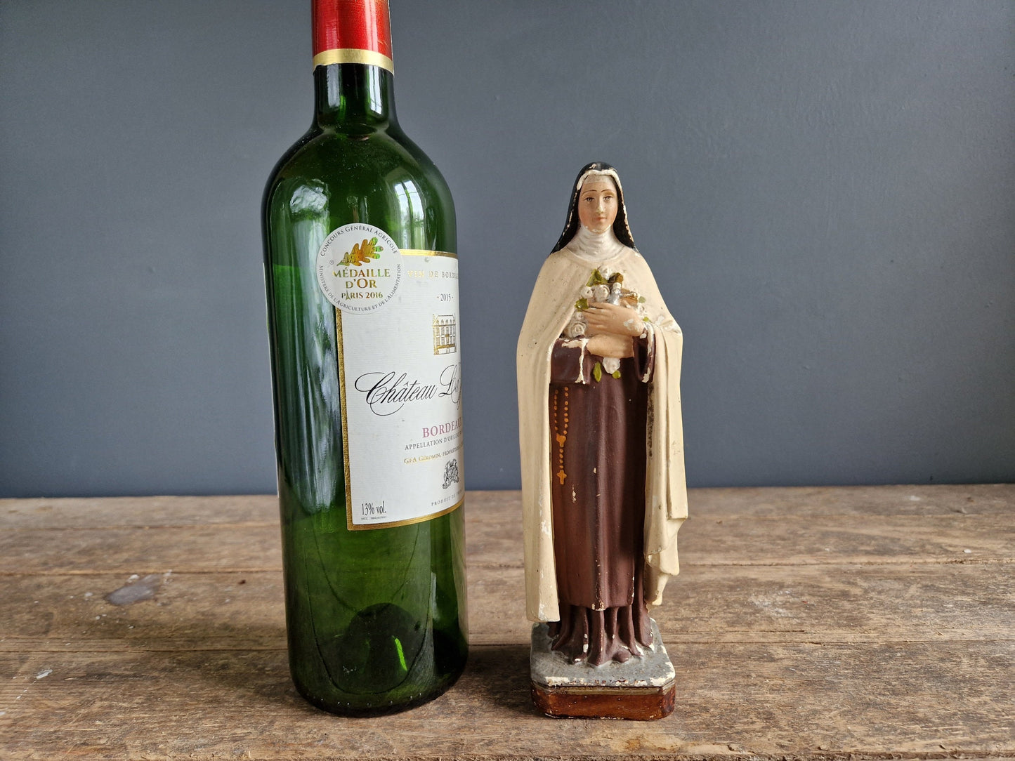 French statue  St Therese of Lisieux. Chalkware statue.