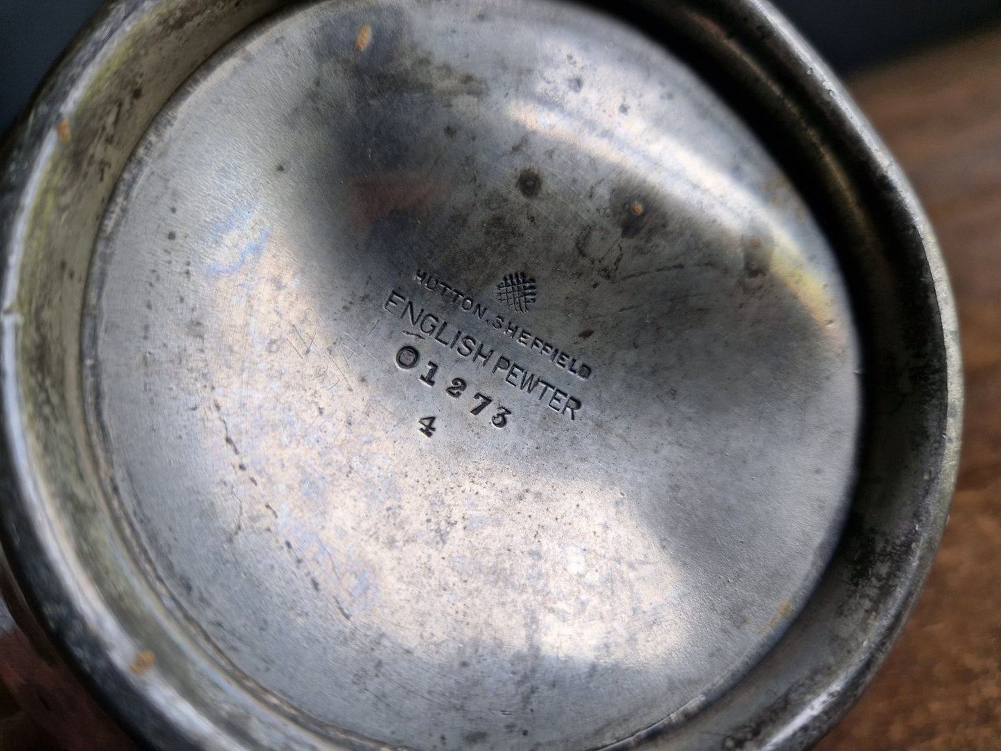 Antique Huttons of Sheffield Pewter Jug, Hand Hammered Finish