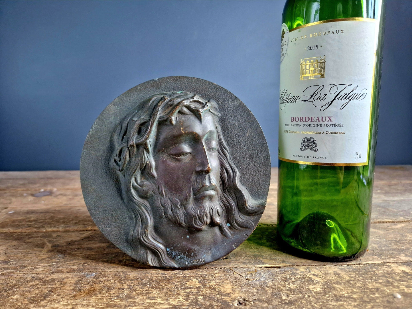 French antique bronze Jesus plaque bronze religious plaque.