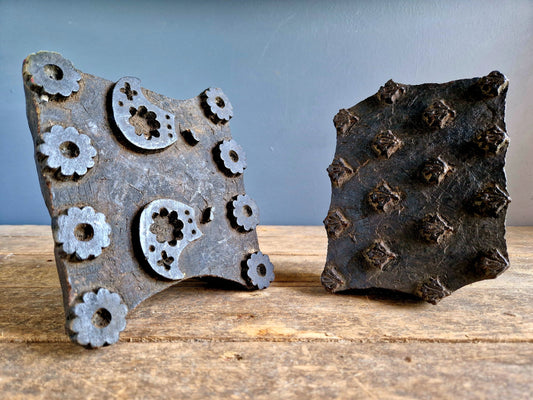 Vintage wooden fabric printing blocks. wooden printing blocks.