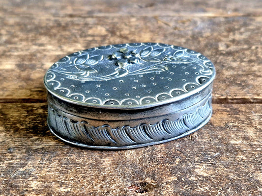 French antique pill box Small decorative French pill box.