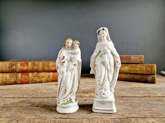 French antique porcelain Madonna statue Virgin mary statue.