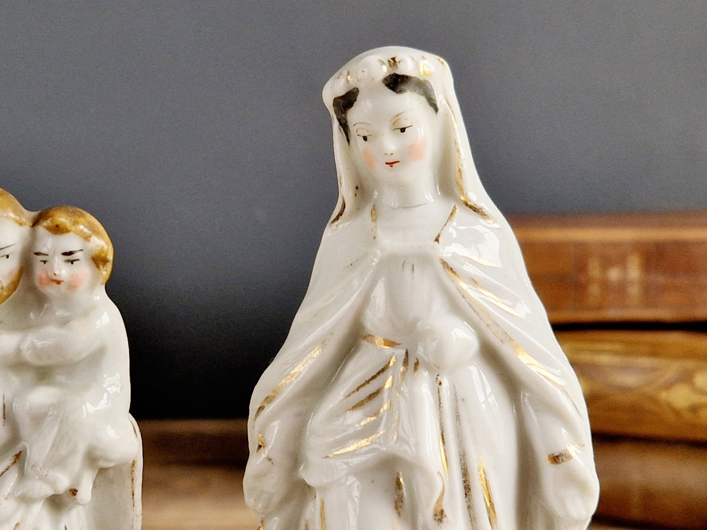 French antique porcelain Madonna statue Virgin mary statue.