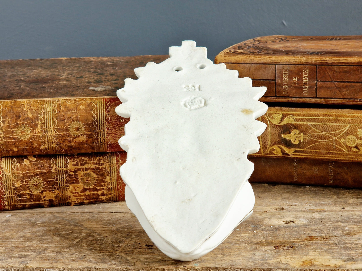 French antique holy water font. Antique benetier. Catholic holy water font.