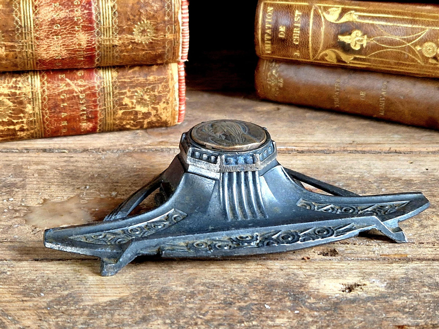 French antique inkwell small French inkwell .