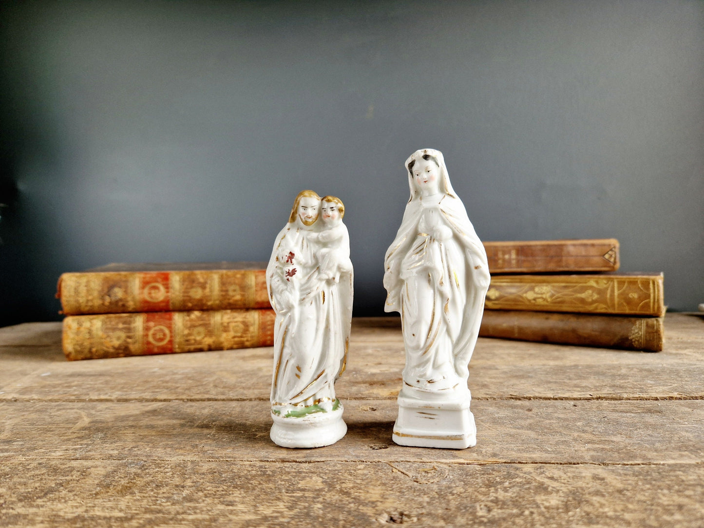 French antique porcelain Madonna statue Virgin mary statue.