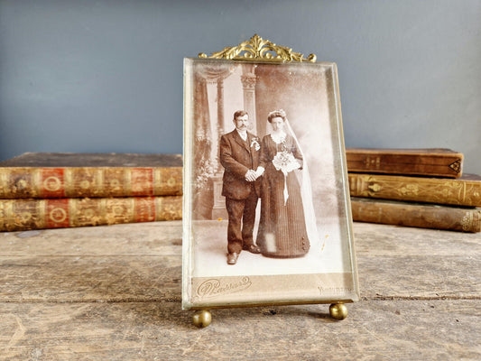 French antique glass photo frame. French antique picture frame.