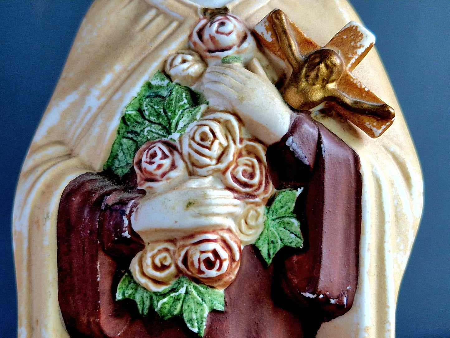 French statue St Therese of Lisieux Bisque porcelain statue .