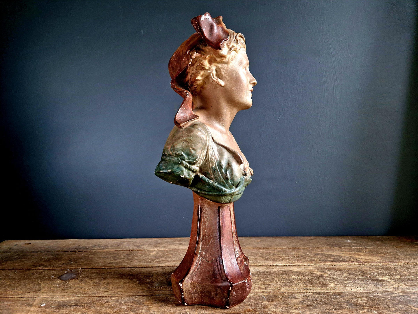 Art Nouveau plaster bust of a lady French Art nouveau bust.