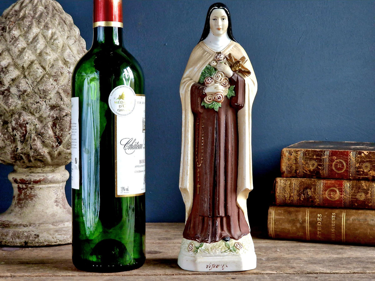 French statue St Therese of Lisieux Bisque porcelain statue .