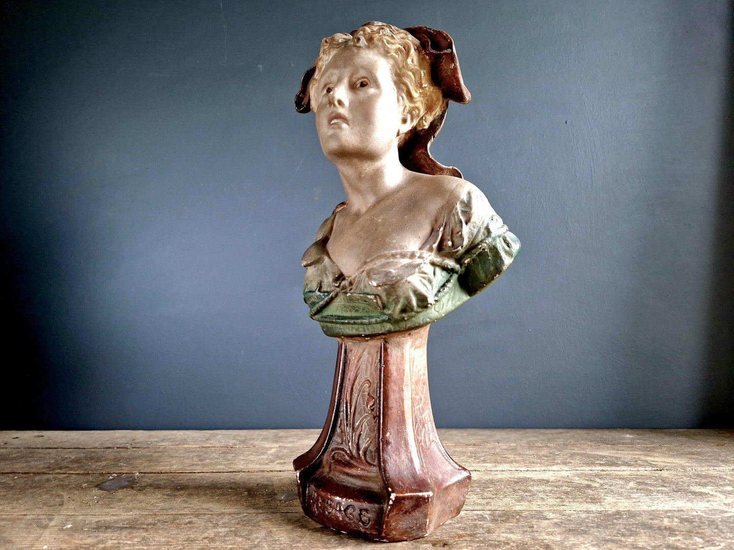 Art Nouveau plaster bust of a lady French Art nouveau bust.
