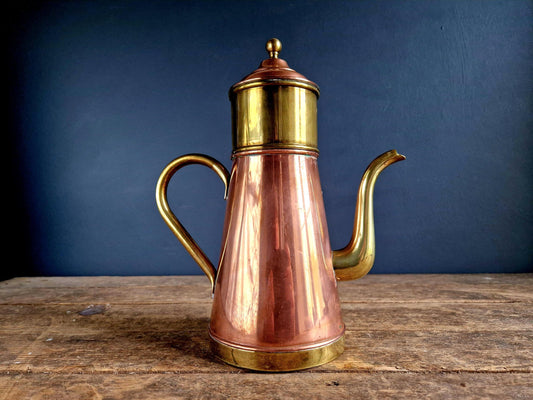 Copper coffee pot with lid Belgian vintage copper pot Copper pots and pans Belgian copper ware Vintage copper Copper kitchen coffee pot.