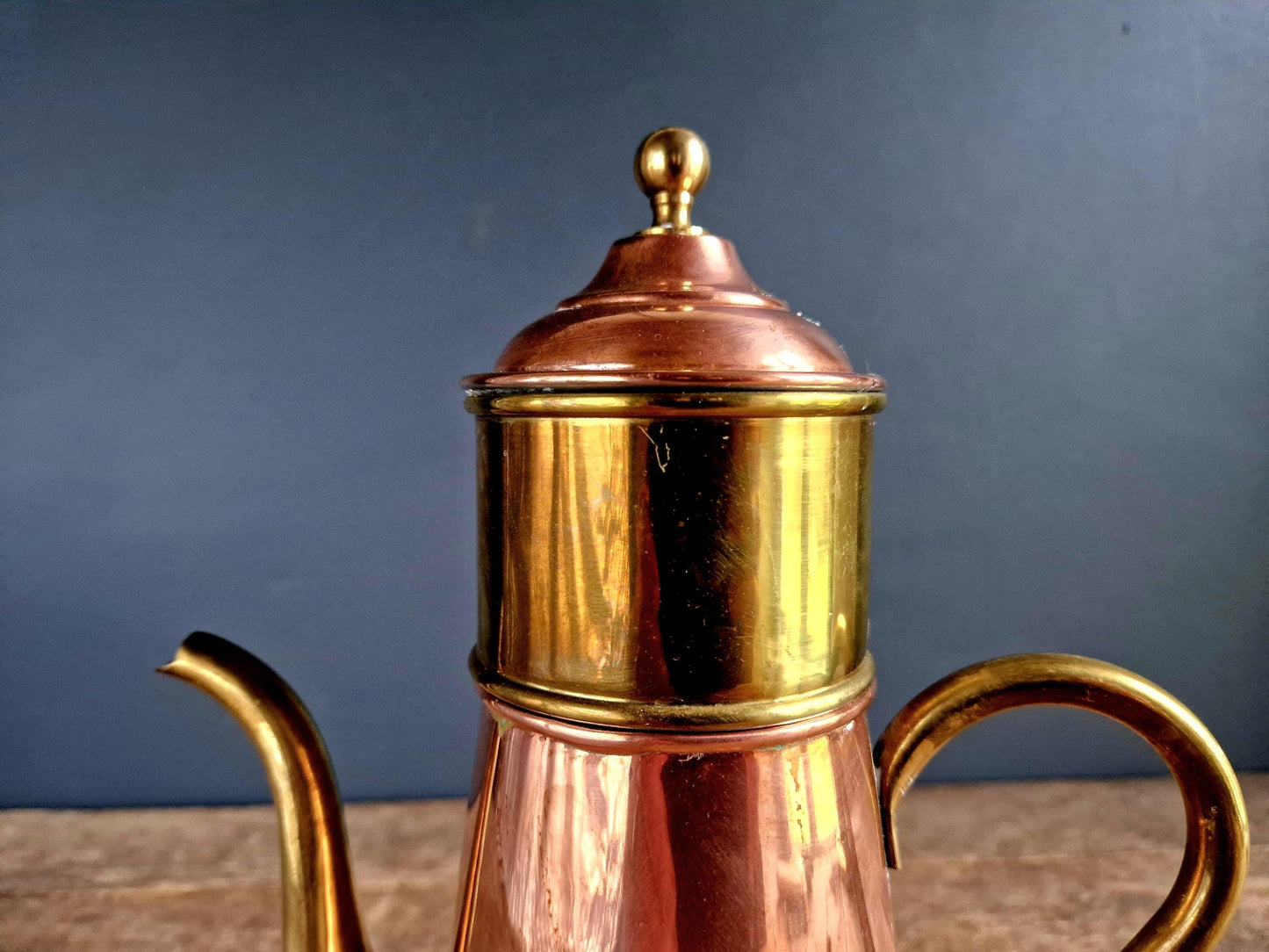 Copper coffee pot with lid Belgian vintage copper pot Copper pots and pans Belgian copper ware Vintage copper Copper kitchen coffee pot.