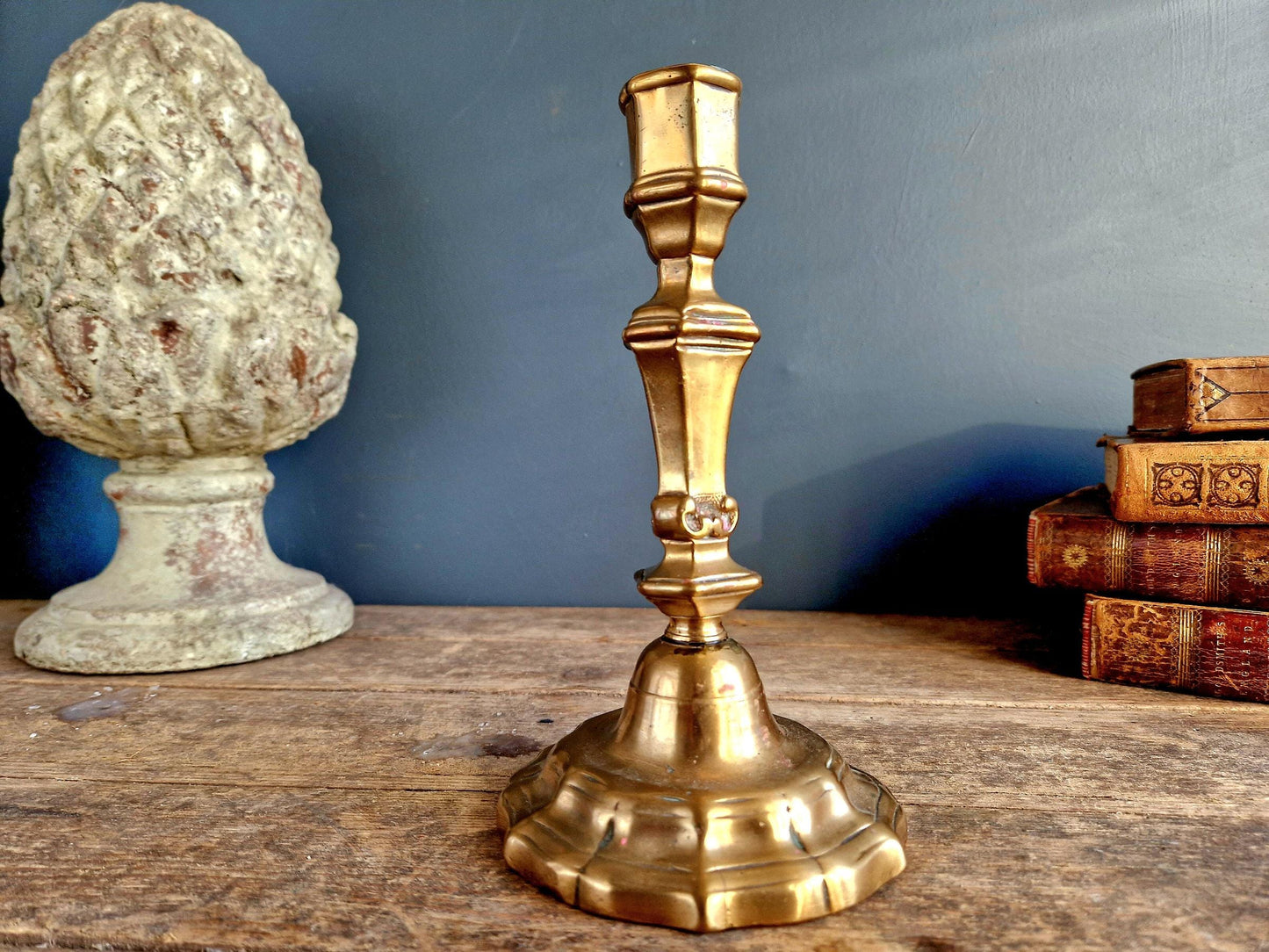 French bronze antique candlestick. Antique candleholder. 18th century candlestick.