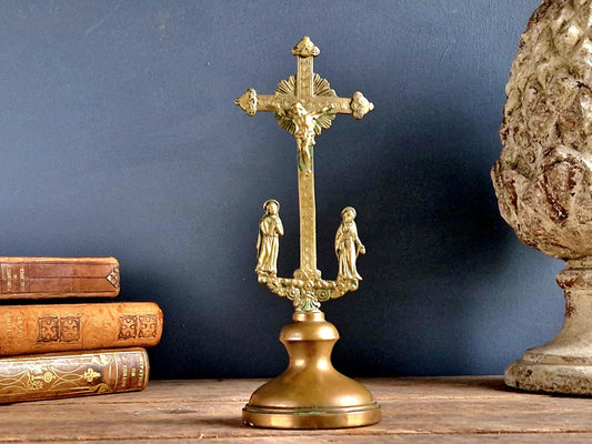 Antique crucifix French brass antique crucifix.