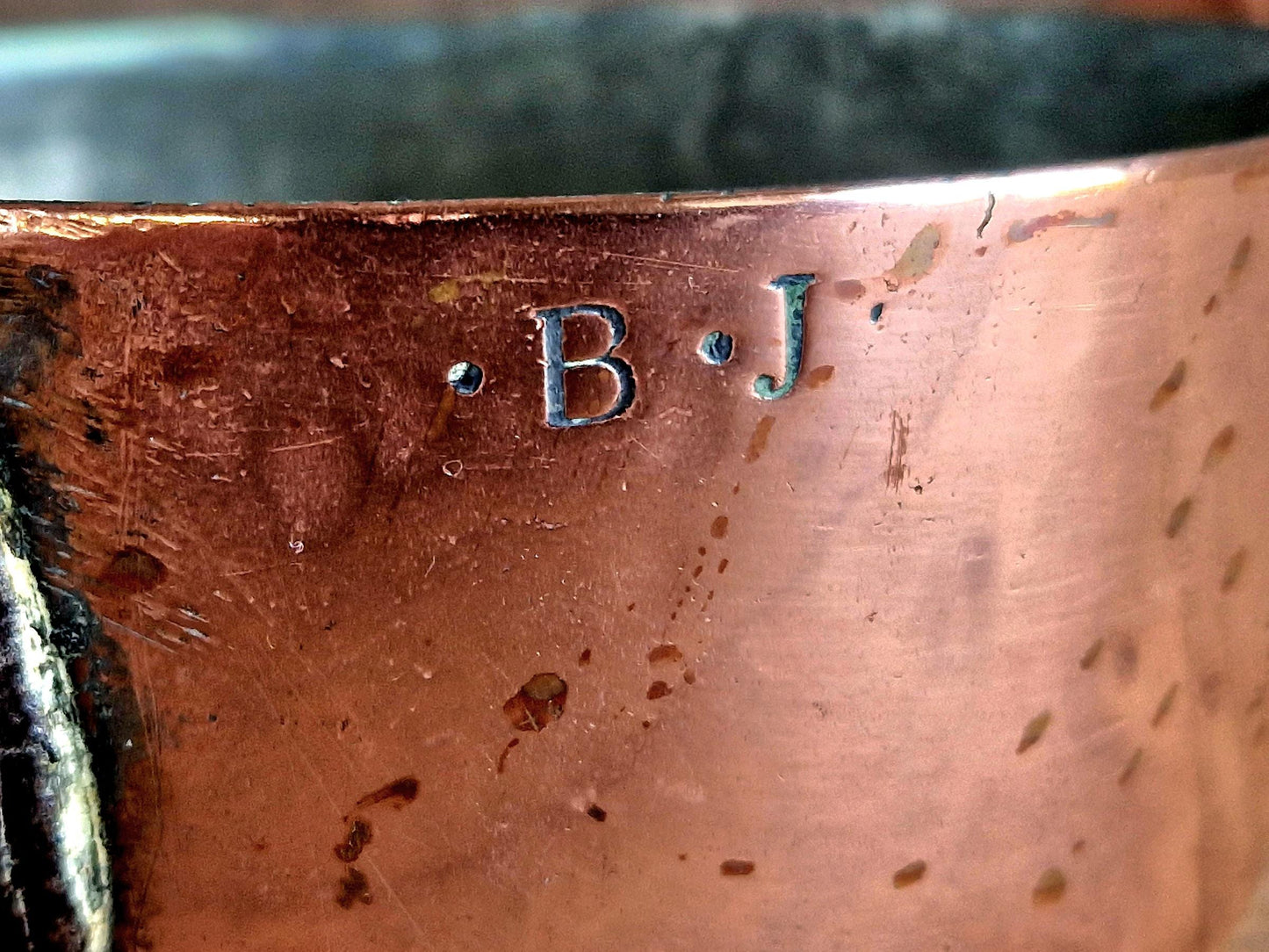 French copper pots and pans.Antique copper pans.
