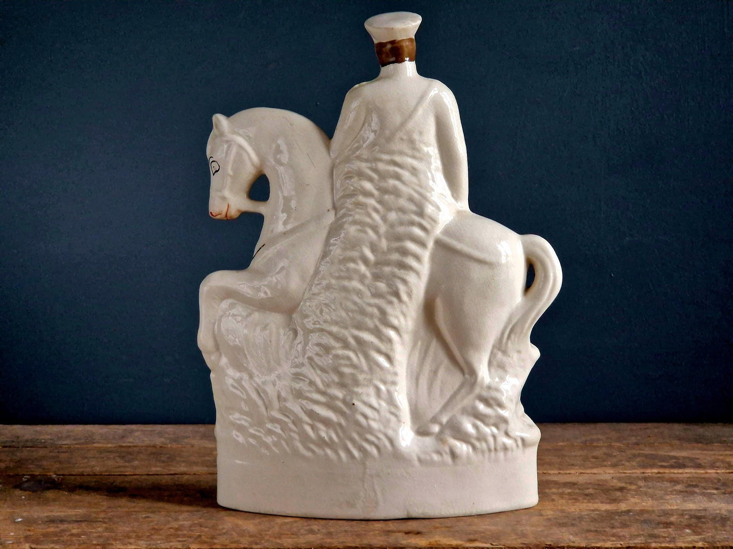 Statue antique de Staffordshire Flatback : Lord Kitchener à cheval