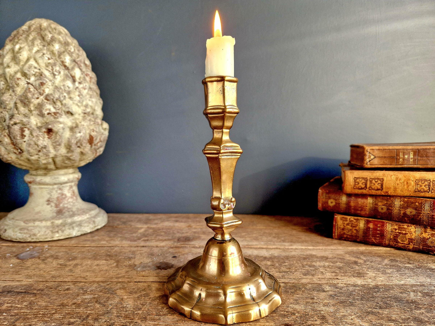 French bronze antique candlestick. Antique candleholder. 18th century candlestick.