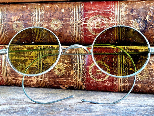 Vintage green tinted spectacles Antique spectacles antique glasses.