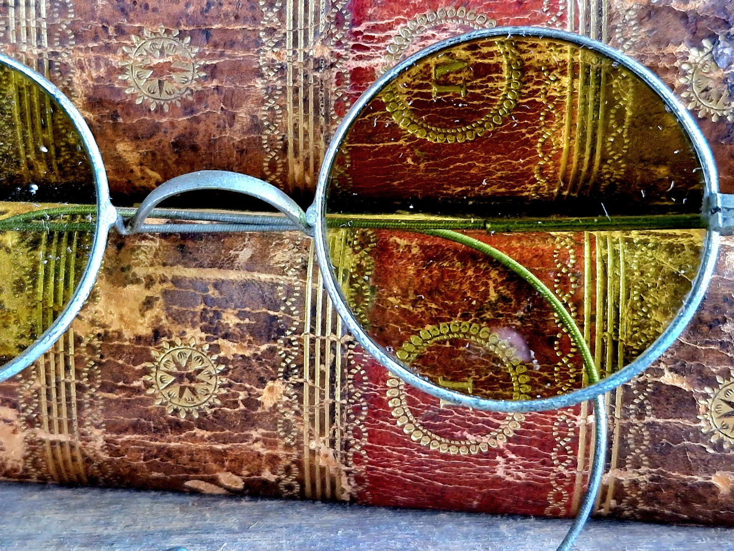 Vintage green tinted spectacles Antique spectacles antique glasses.