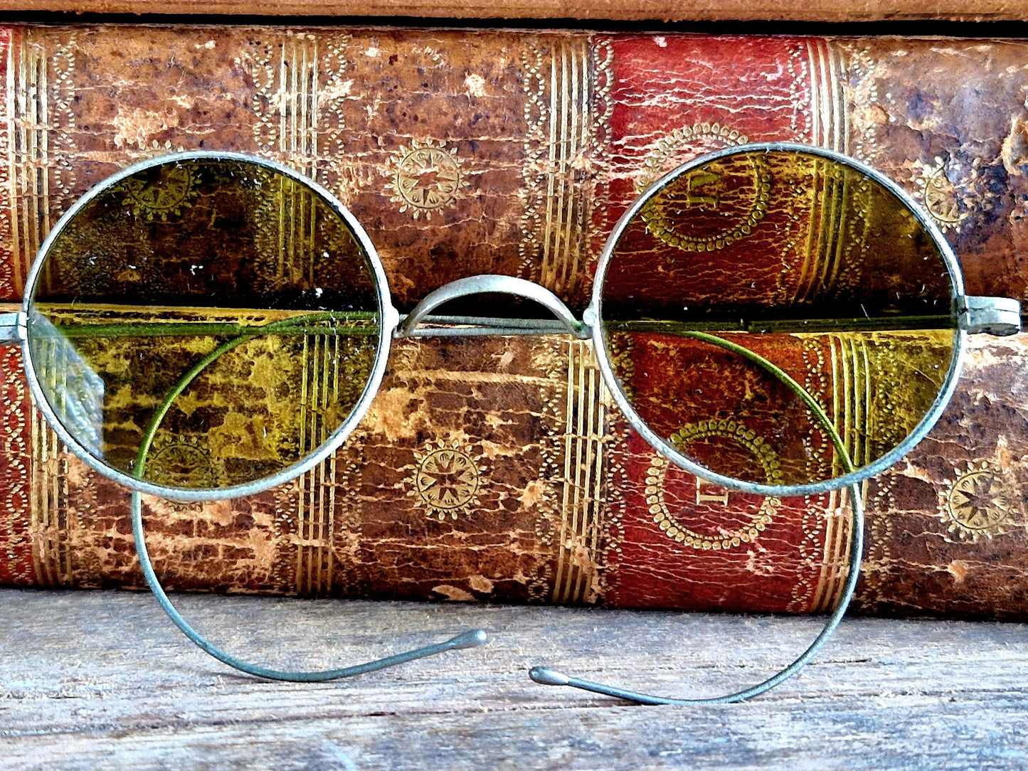 Vintage green tinted spectacles Antique spectacles antique glasses.