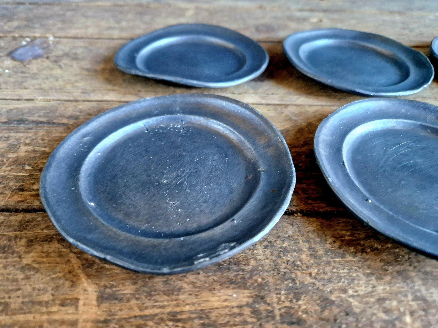 Antique pewter small plates French pewter plates Old pewter plates.