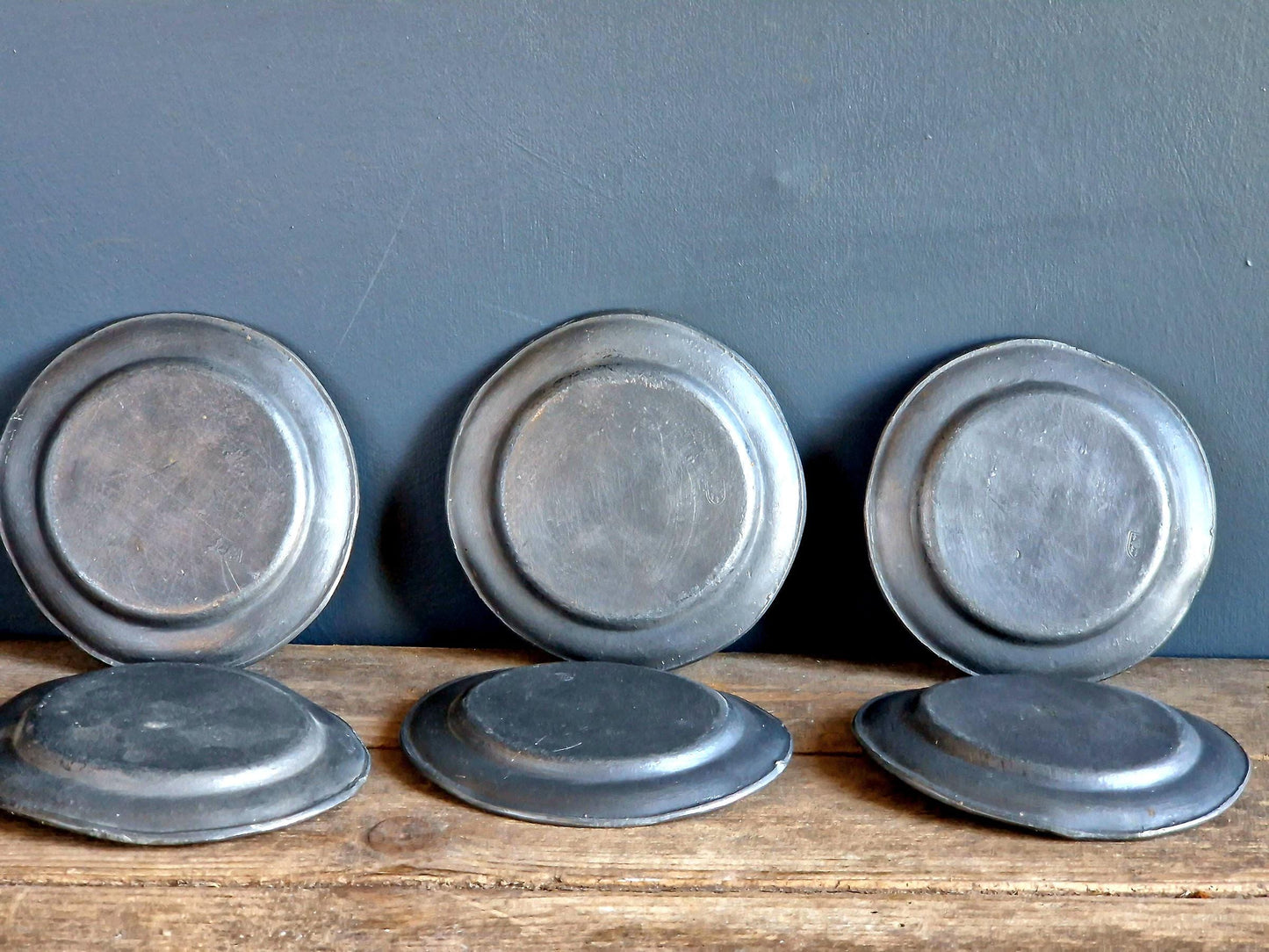 Antique pewter small plates French pewter plates Old pewter plates.