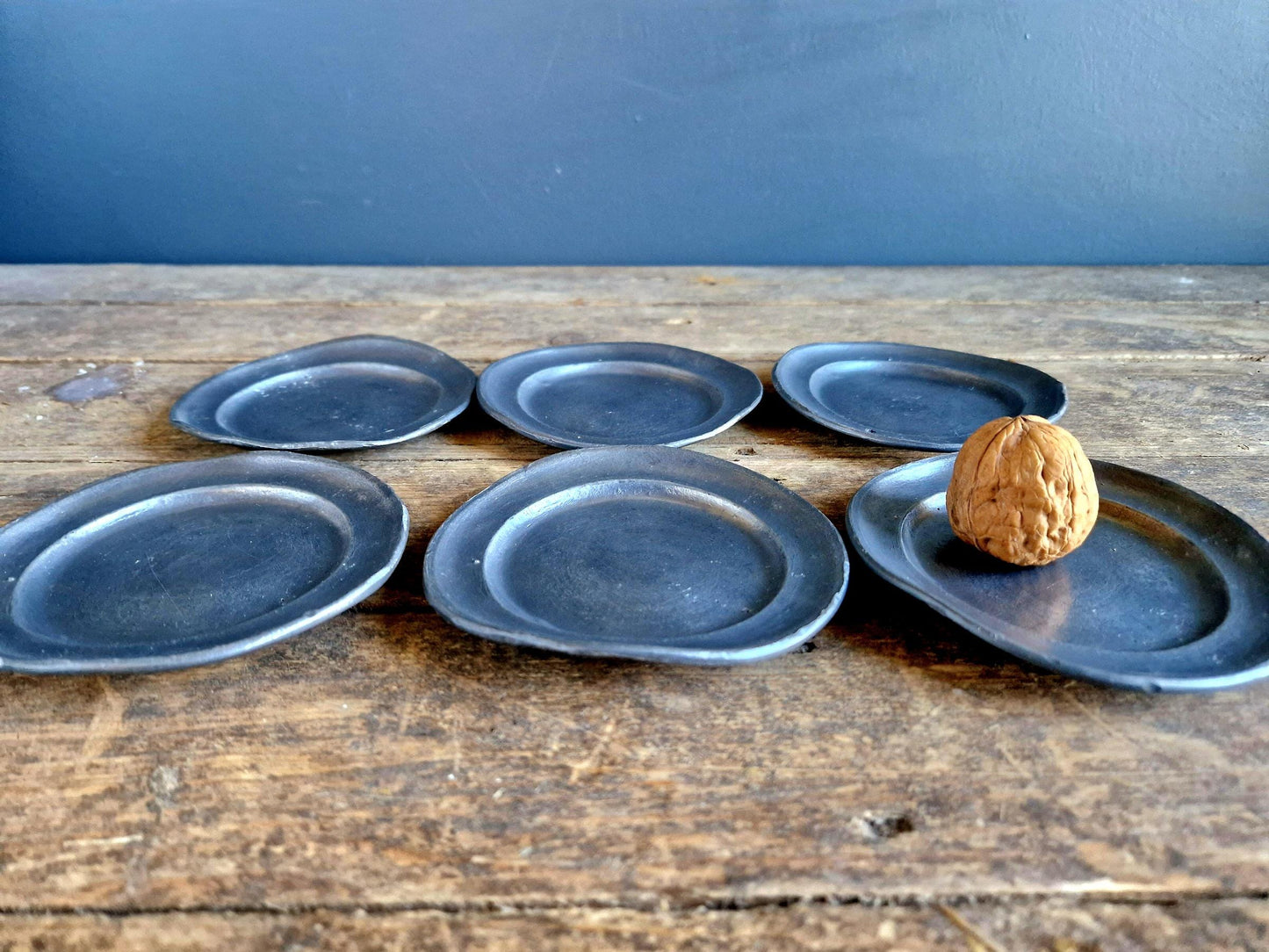 Antique pewter small plates French pewter plates Old pewter plates.
