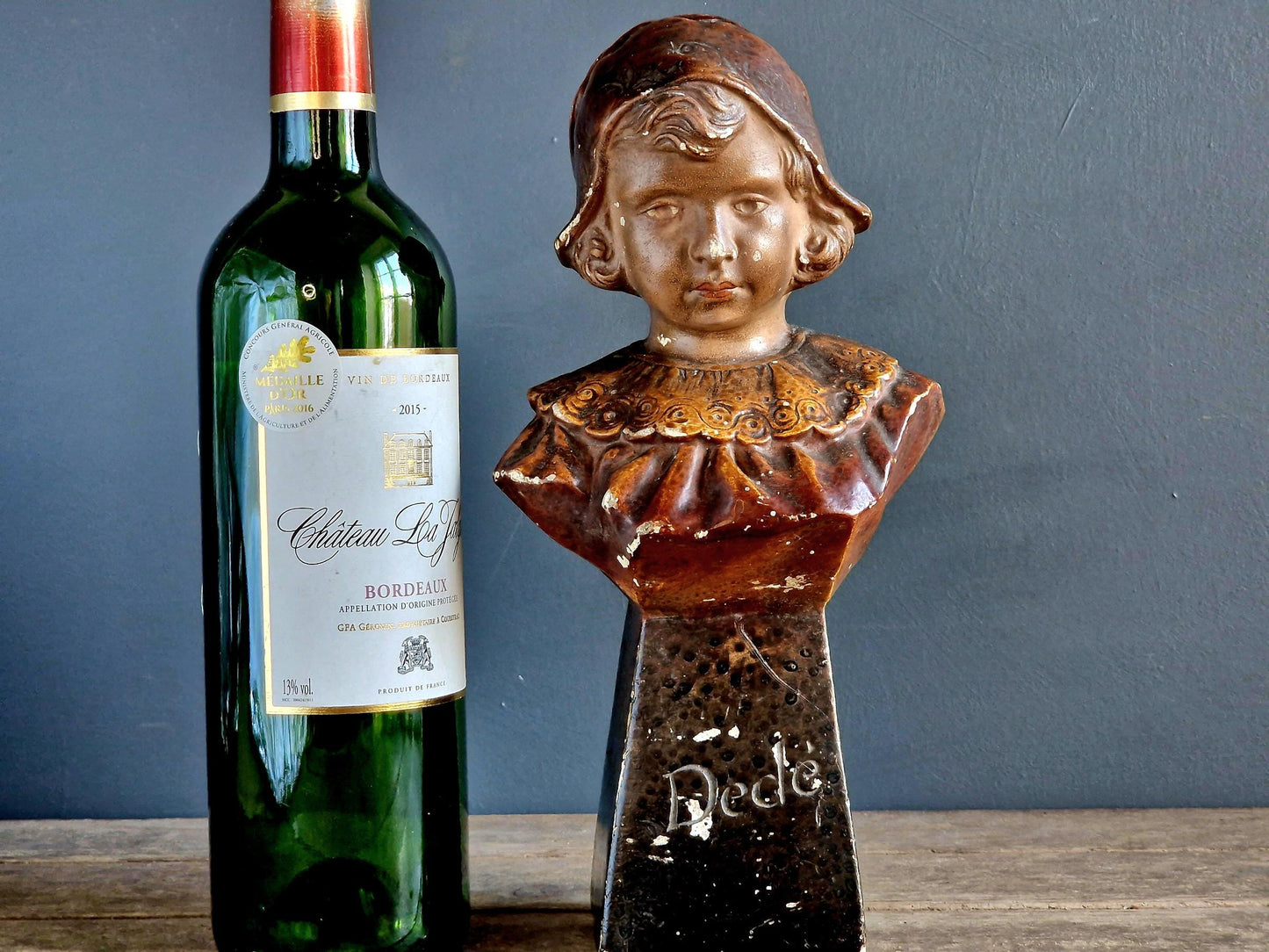 French bust of a girl in the Art Deco style  French statue by F Cilly.