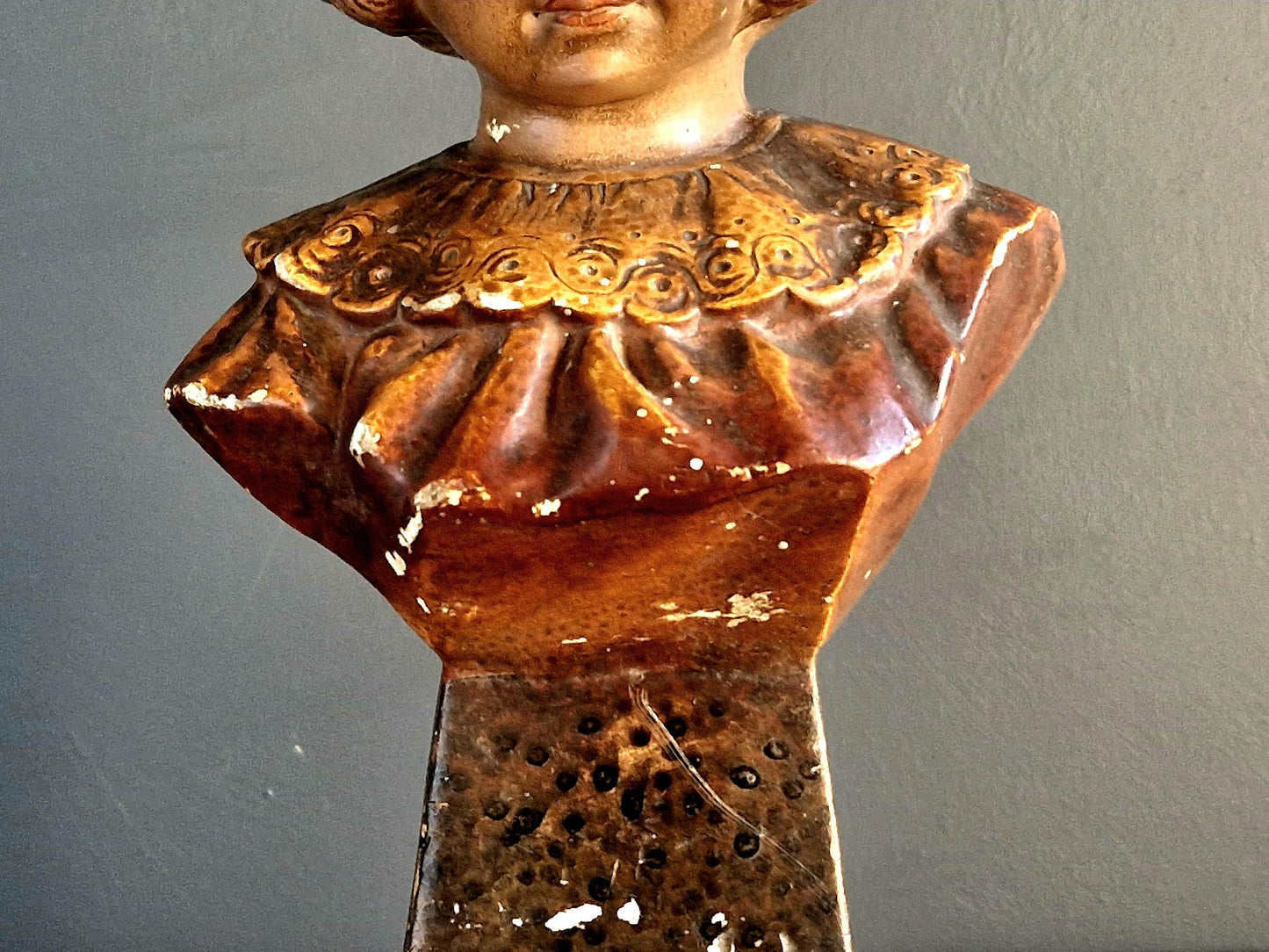French bust of a girl in the Art Deco style  French statue by F Cilly.