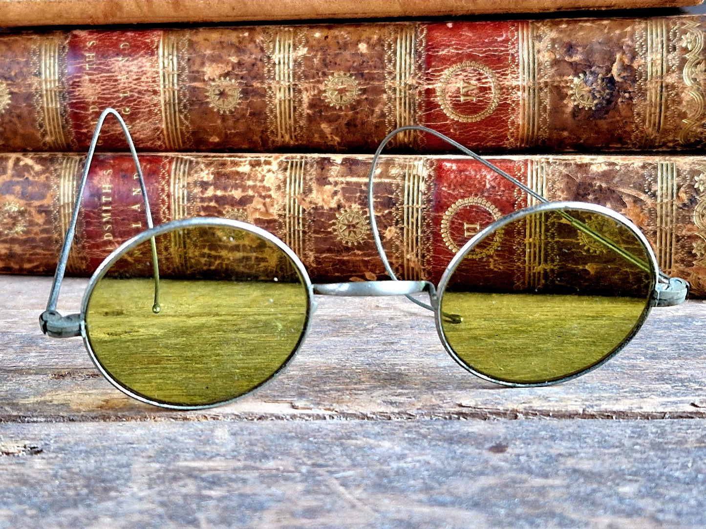 Vintage green tinted spectacles Antique spectacles antique glasses.