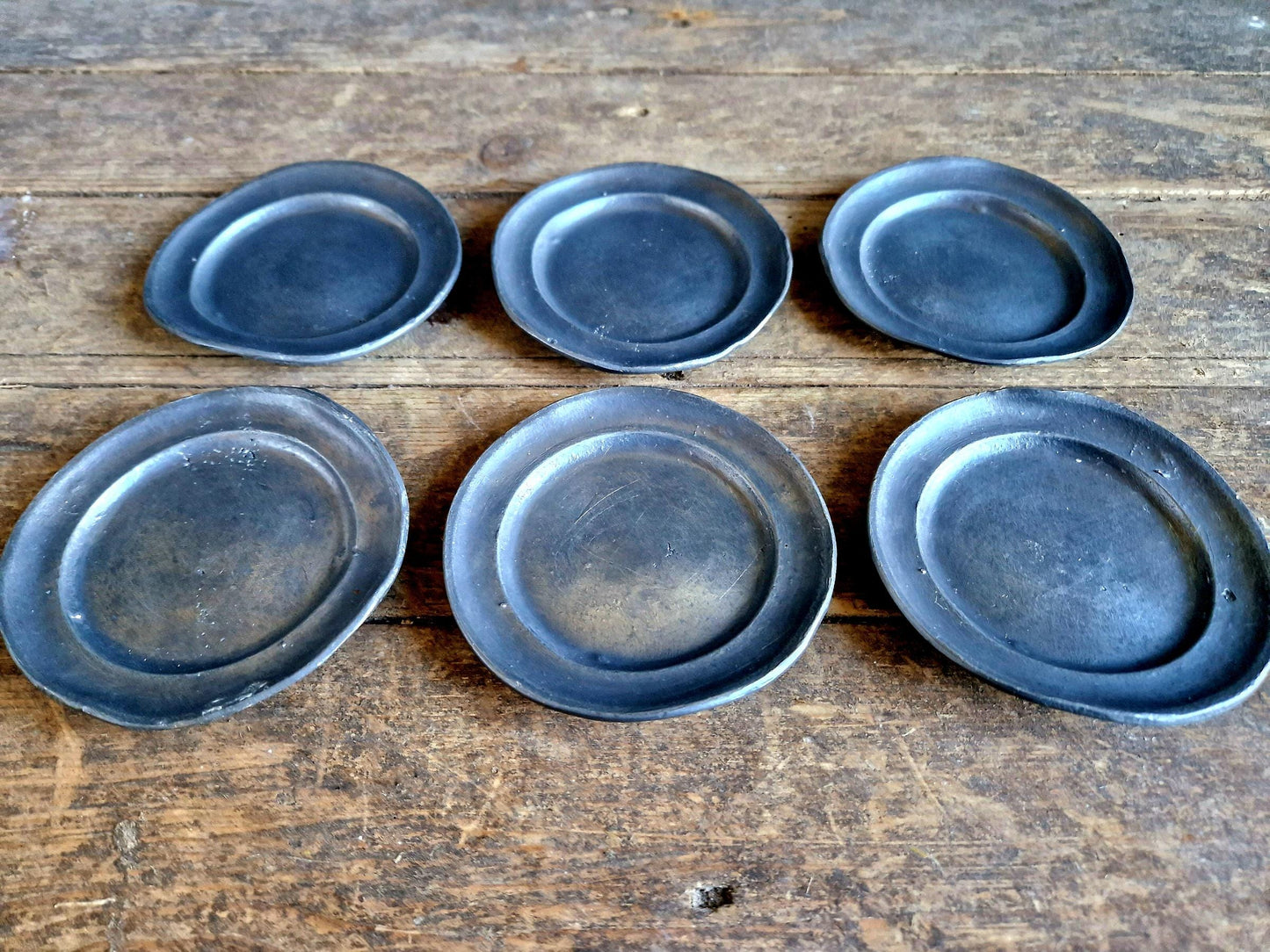 Antique pewter small plates French pewter plates Old pewter plates.